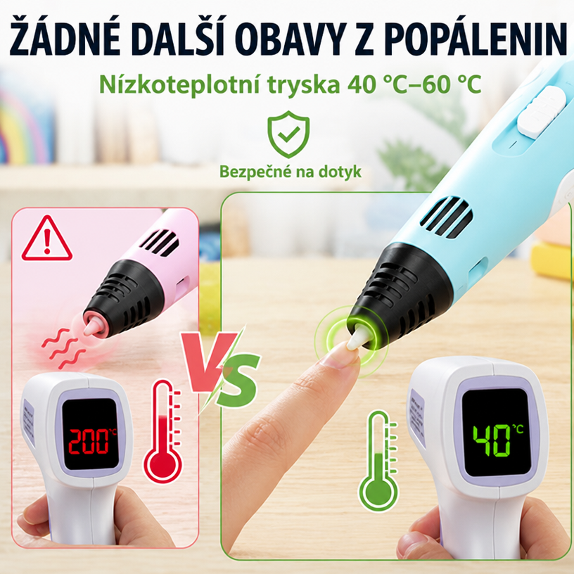 70% SLEVA DNES 🎃 PKNEW® 3D tiskové pero pro děti – Bezpečné při nízké teplotě, netoxický ekologický filament, podněcuje kreativitu 💎