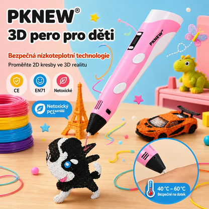70% SLEVA DNES 🎃 PKNEW® 3D tiskové pero pro děti – Bezpečné při nízké teplotě, netoxický ekologický filament, podněcuje kreativitu 💎