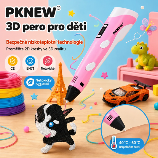 70% SLEVA DNES 🎃 PKNEW® 3D tiskové pero pro děti – Bezpečné při nízké teplotě, netoxický ekologický filament, podněcuje kreativitu 💎