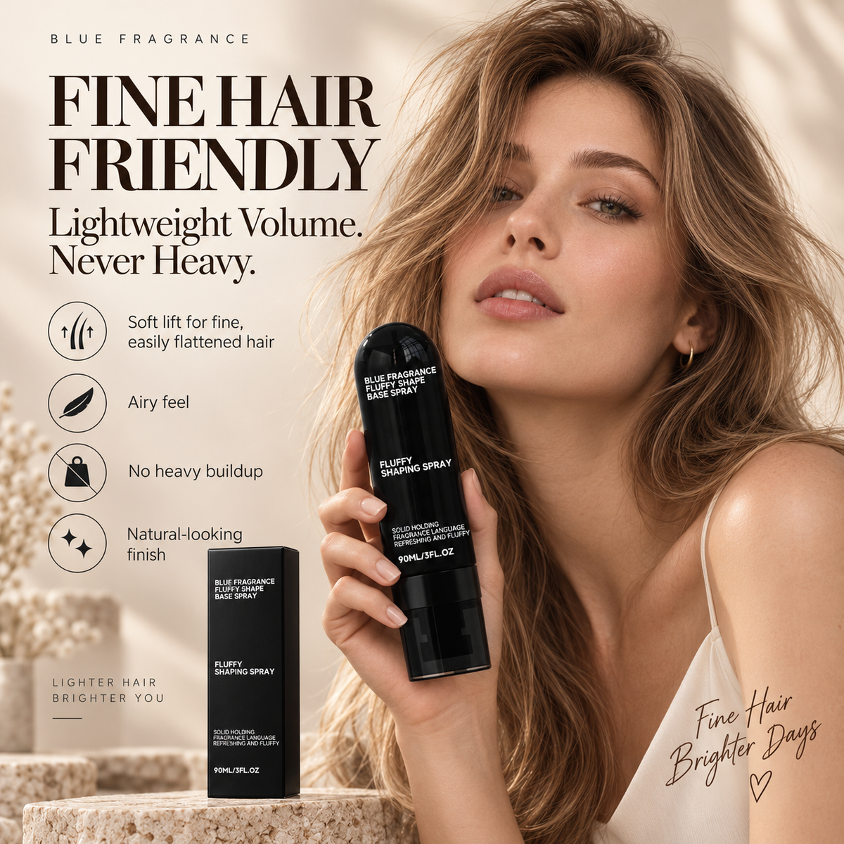 Vitalisys® Fluffy Hair Shaping Spray – Lightweight Volumizing Mist for Root Lift & Natural Movement with Peach Scent 💎（副本）
