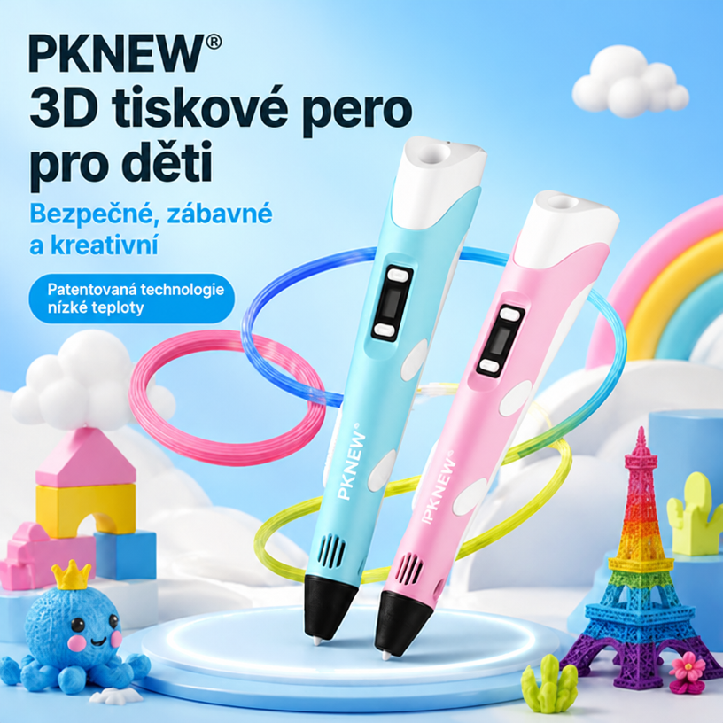 70% SLEVA DNES 🎃 PKNEW® 3D tiskové pero pro děti – Bezpečné při nízké teplotě, netoxický ekologický filament, podněcuje kreativitu 💎