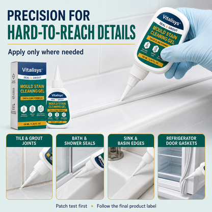 Vitalisys® Deep Mould Stain Cleaning Gel 👑 – Thick Cling Formula for Grout, Sealant & Damp Corners 💎