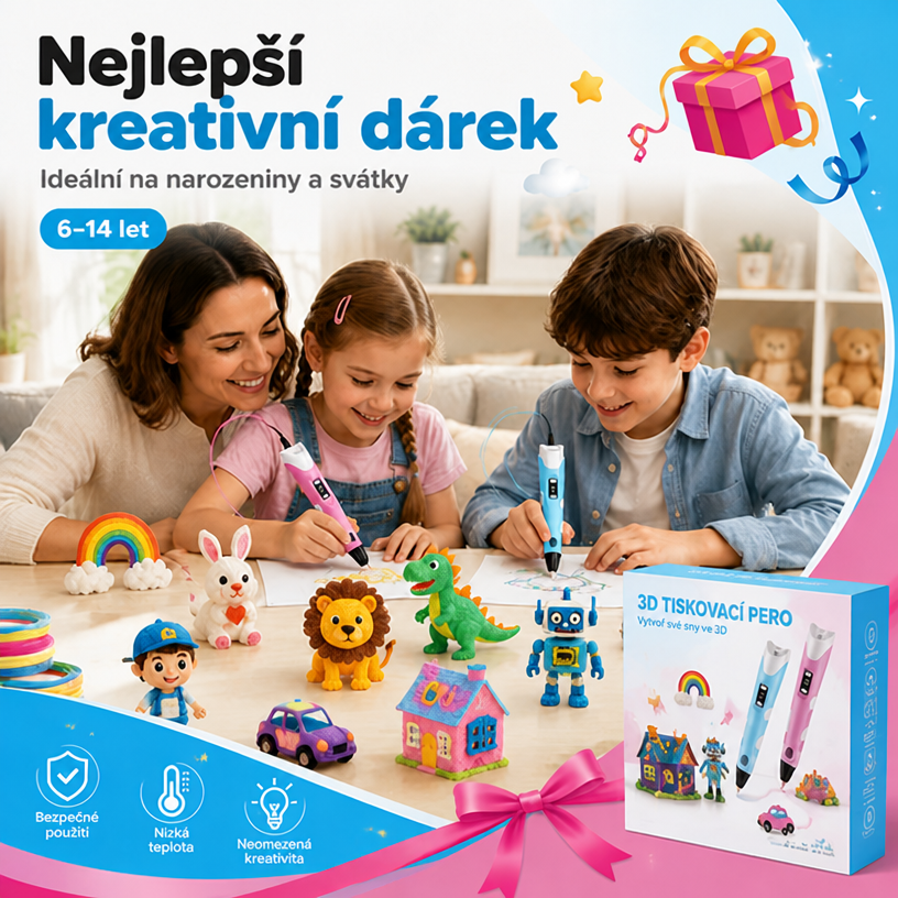 70% SLEVA DNES 🎃 PKNEW® 3D tiskové pero pro děti – Bezpečné při nízké teplotě, netoxický ekologický filament, podněcuje kreativitu 💎