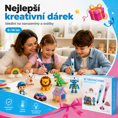 70% SLEVA DNES 🎃 PKNEW® 3D tiskové pero pro děti – Bezpečné při nízké teplotě, netoxický ekologický filament, podněcuje kreativitu 💎