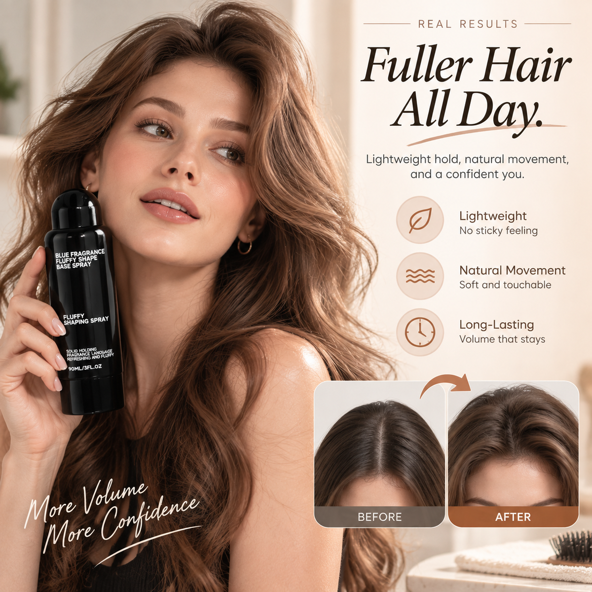 Vitalisys® Fluffy Hair Shaping Spray – Lightweight Volumizing Mist for Root Lift & Natural Movement with Peach Scent 💎（副本）