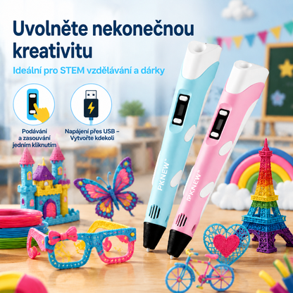 70% SLEVA DNES 🎃 PKNEW® 3D tiskové pero pro děti – Bezpečné při nízké teplotě, netoxický ekologický filament, podněcuje kreativitu 💎