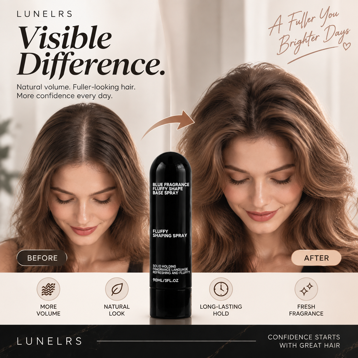 Vitalisys® Fluffy Hair Shaping Spray – Lightweight Volumizing Mist for Root Lift & Natural Movement with Peach Scent 💎（副本）