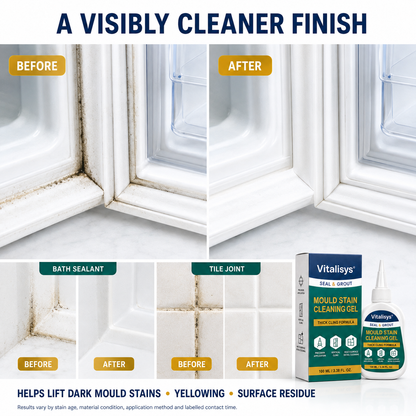 Vitalisys® Deep Mould Stain Cleaning Gel 👑 – Thick Cling Formula for Grout, Sealant & Damp Corners 💎