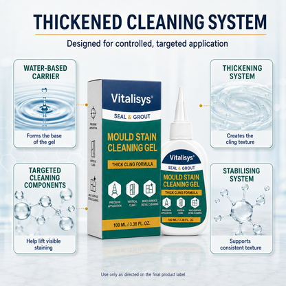 Vitalisys® Deep Mould Stain Cleaning Gel 👑 – Thick Cling Formula for Grout, Sealant & Damp Corners 💎