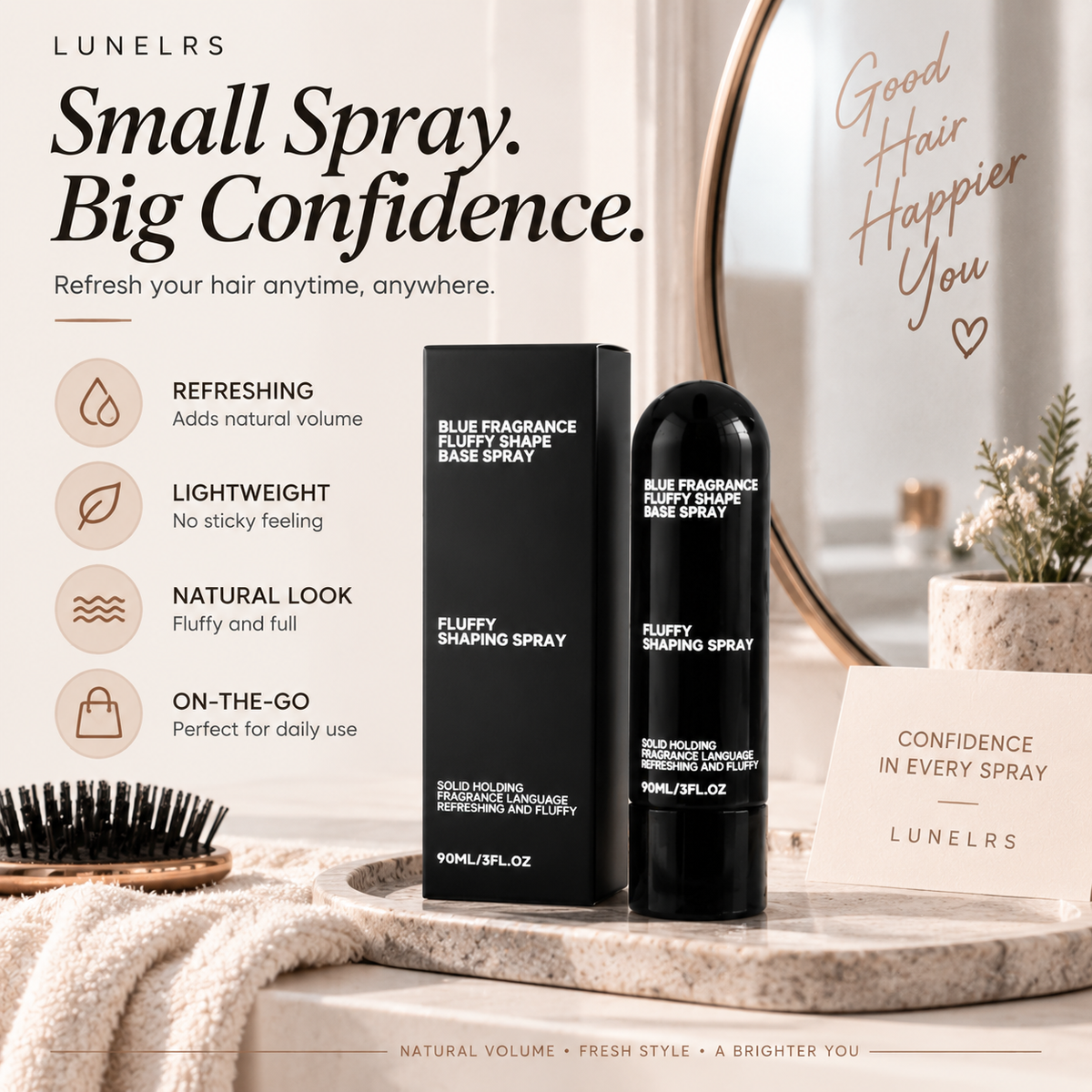 Vitalisys® Fluffy Hair Shaping Spray – Lightweight Volumizing Mist for Root Lift & Natural Movement with Peach Scent 💎（副本）