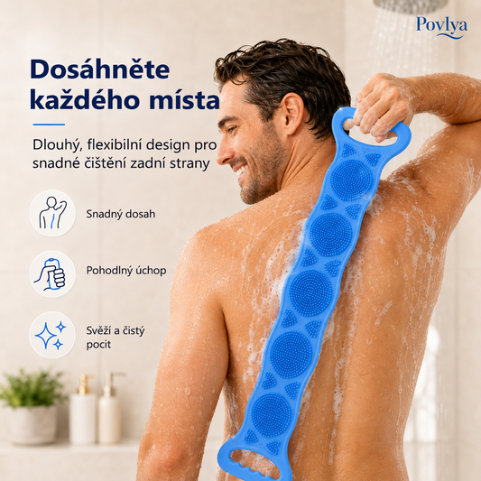 🔥🔥Vitalisys®🙌 Dlouhý silikonový kartáč na záda – snadno dosáhne na celá záda | Oboustranný exfoliační sprchový kartáč se dvěma rukojeťmi – pro čistotu a větší pohodlí při koupání🚿