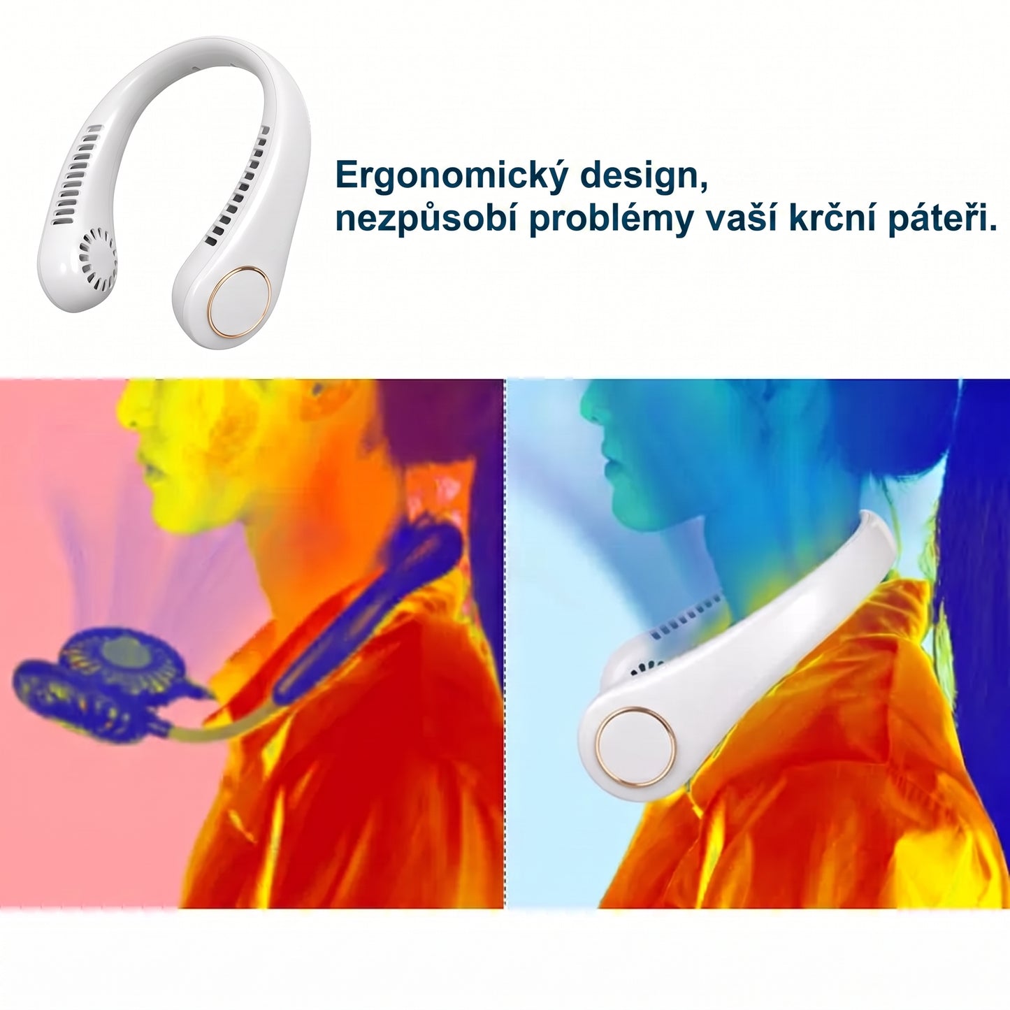 Přenosný ventilátor na krk PKNEW®, bezlopatkový osobní ventilátor, hands-free chlazení pro venkovní použití i do kanceláře 💎