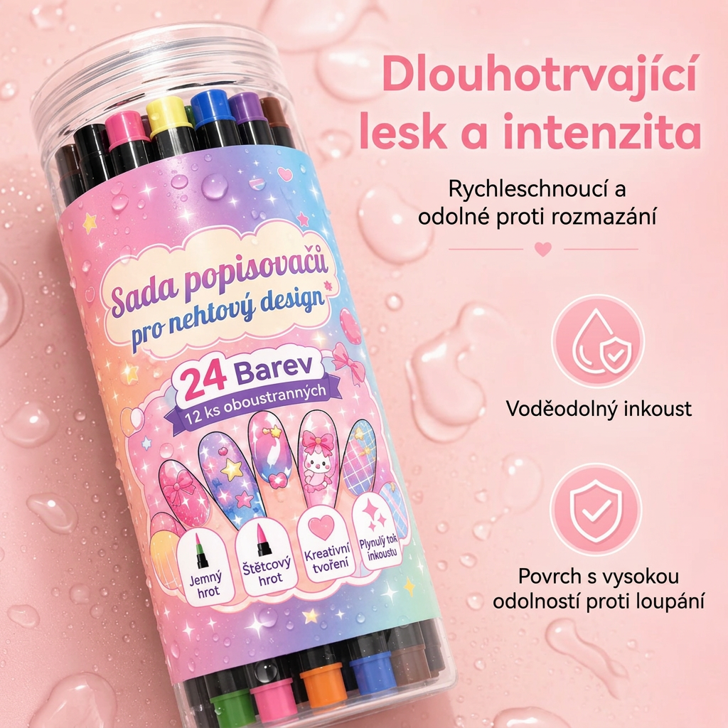POSLEDNÍ DEN · 50% SLEVA 🌈 Sada 24 barev oboustranných per na nehty 💕