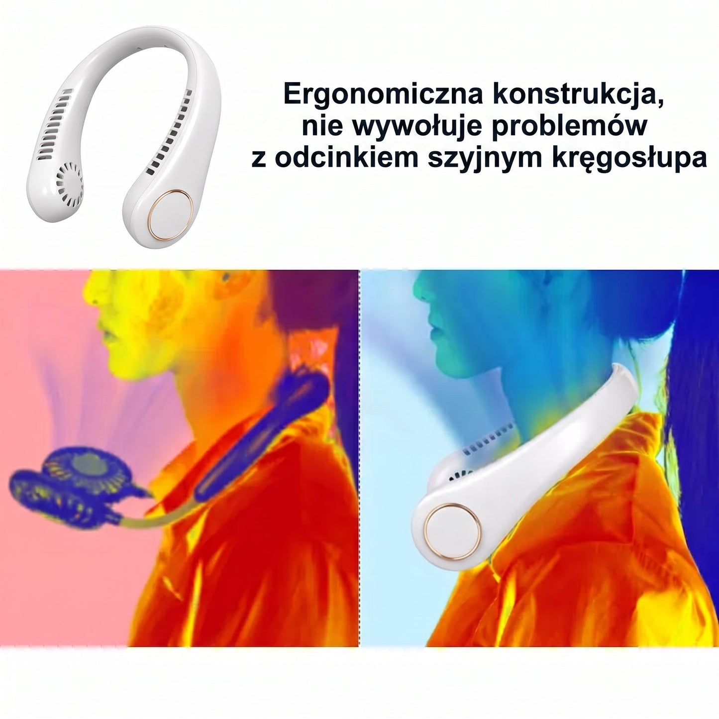 Přenosný ventilátor na krk PKNEW®, bezlopatkový osobní ventilátor, hands-free chlazení pro venkovní použití i do kanceláře 💕