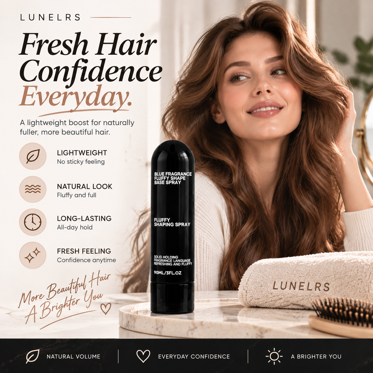 Vitalisys® Fluffy Hair Shaping Spray – Lightweight Volumizing Mist for Root Lift & Natural Movement with Peach Scent 💎（副本）