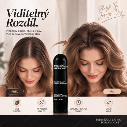 🔥🔥Vitalisys® Tvarovací sprej pro objem vlasů Fluffy Hair – Lehký sprej pro objem od kořínků a přirozený pohyb s broskvovou vůní 💎