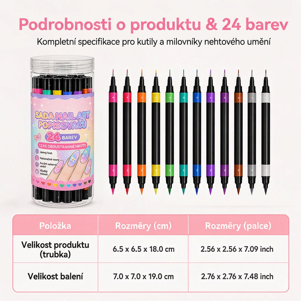 POSLEDNÍ DEN · 50% SLEVA 🌈 Sada 24 barev oboustranných per na nehty 💕