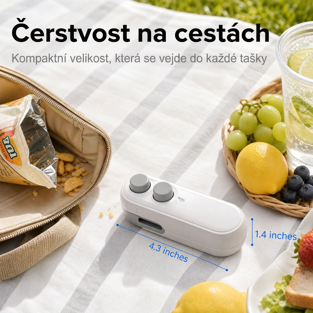 Vitalisys® Přenosná dobíjecí svářečka sáčků – 2v1 USB-C mini tmel a řezáč na potraviny ✨