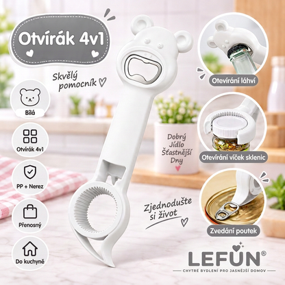 LEFUN® 4v1 otvírák 👑 – Otevřete každé víčko bez zbytečné námahy 💎