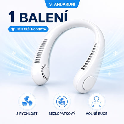 Přenosný ventilátor na krk PKNEW®, bezlopatkový osobní ventilátor, hands-free chlazení pro venkovní použití i do kanceláře 💎
