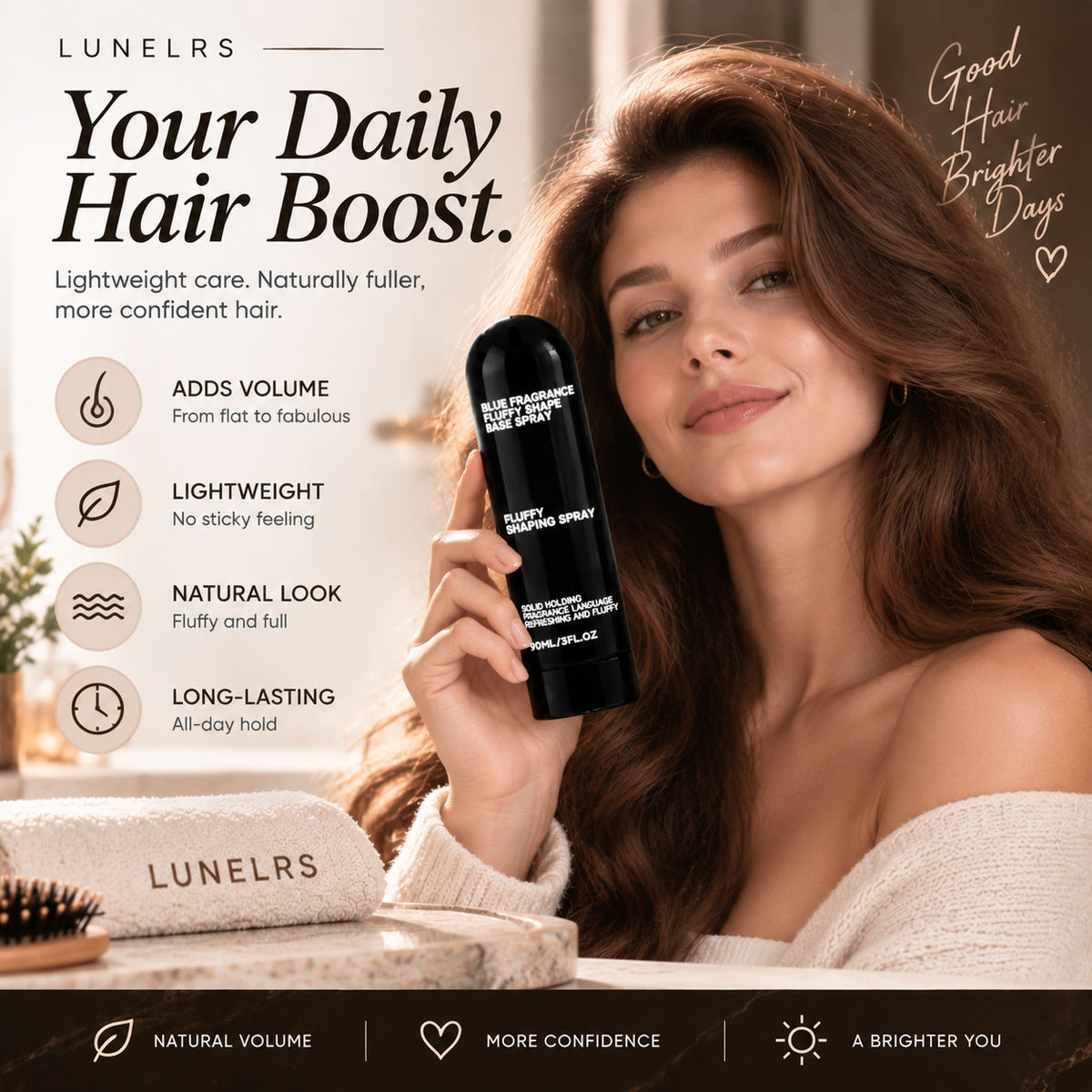 Vitalisys® Fluffy Hair Shaping Spray – Lightweight Volumizing Mist for Root Lift & Natural Movement with Peach Scent 💎（副本）