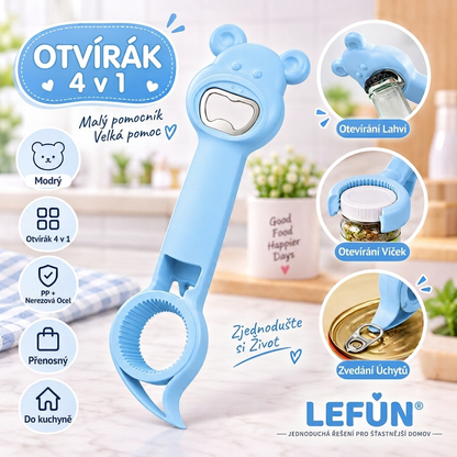 LEFUN® 4v1 otvírák 👑 – Otevřete každé víčko bez zbytečné námahy 💎