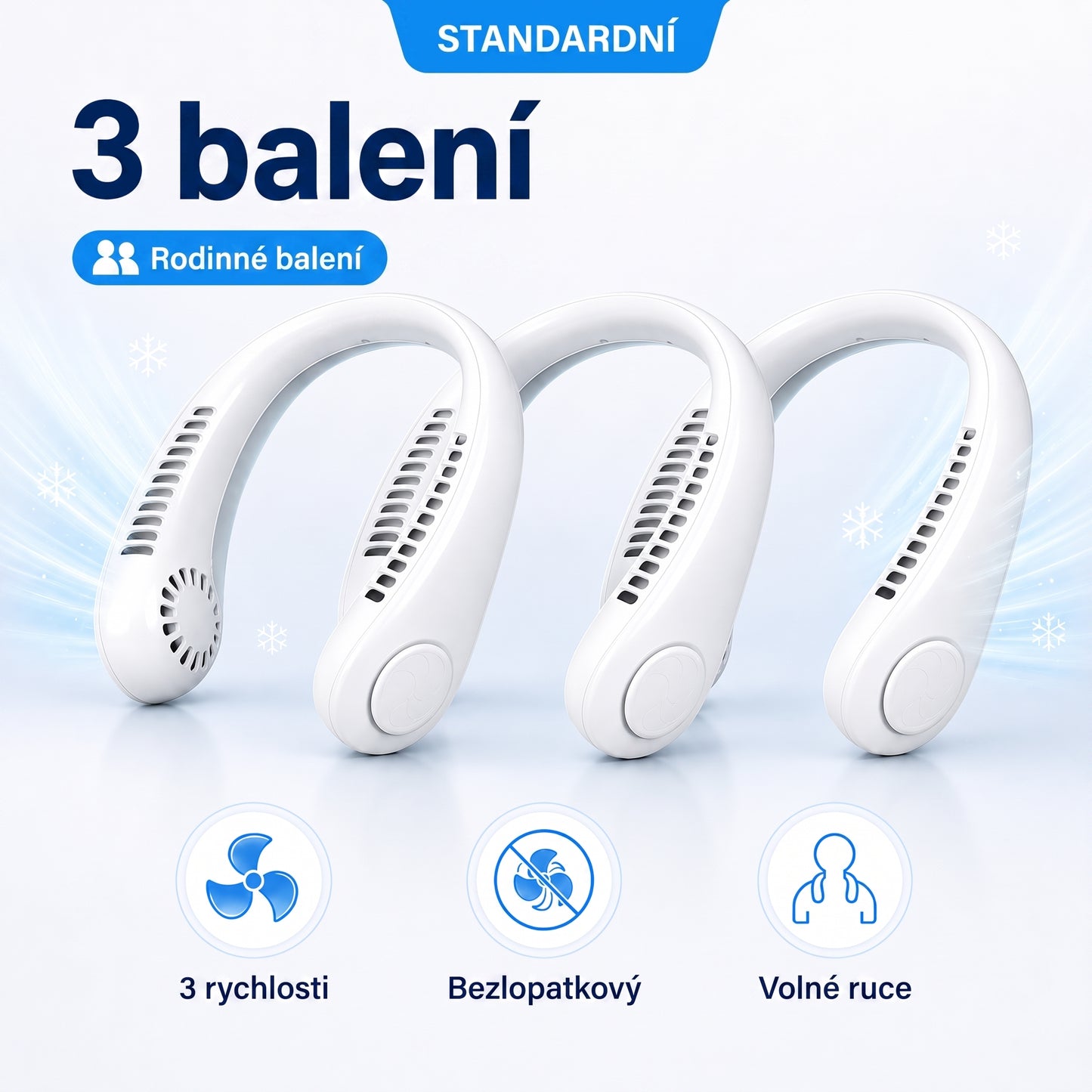 Přenosný ventilátor na krk PKNEW®, bezlopatkový osobní ventilátor, hands-free chlazení pro venkovní použití i do kanceláře 💎