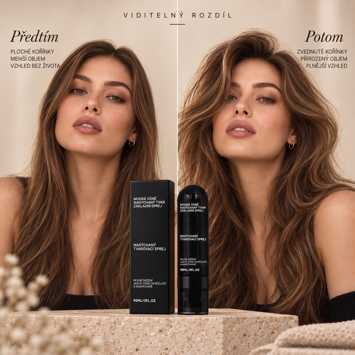 🔥🔥Vitalisys® Tvarovací sprej pro objem vlasů Fluffy Hair – Lehký sprej pro objem od kořínků a přirozený pohyb s broskvovou vůní 💎