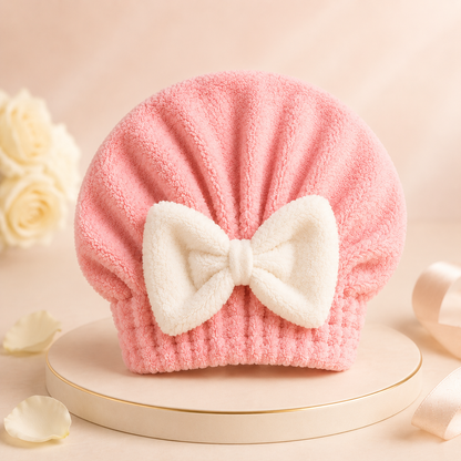Vitalisys® Rychleschnoucí čepice z mikrovlákna na vlasy s mašlí – Savý zábal na mokré vlasy pro každodenní rutinu i cestování 🎀