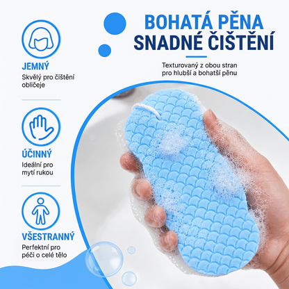 Vitalisys® Kouzelná houbička na koupání a peeling 💫 – Ultra měkký a bezbolestný odstraňovač odumřelé kůže a tělový čistič pro děti, dospělé i seniory 💎