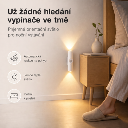 PKNEW® 💡 Chytré obousměrné RGB noční světlo se senzorem pohybu 🌈 – automatické rozsvícení, magnetická instalace bez vrtání a USB-C nabíjení pro ložnici, chodbu i schodiště 💎