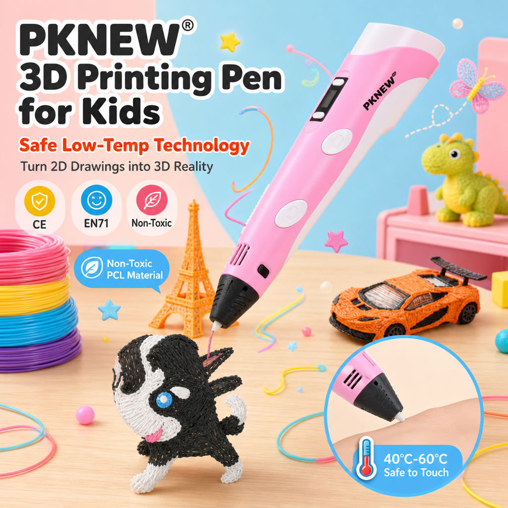 70% SLEVA DNES 🎃 PKNEW® 3D tiskové pero pro děti – Bezpečné při nízké teplotě, netoxický ekologický filament, podněcuje kreativitu 💎