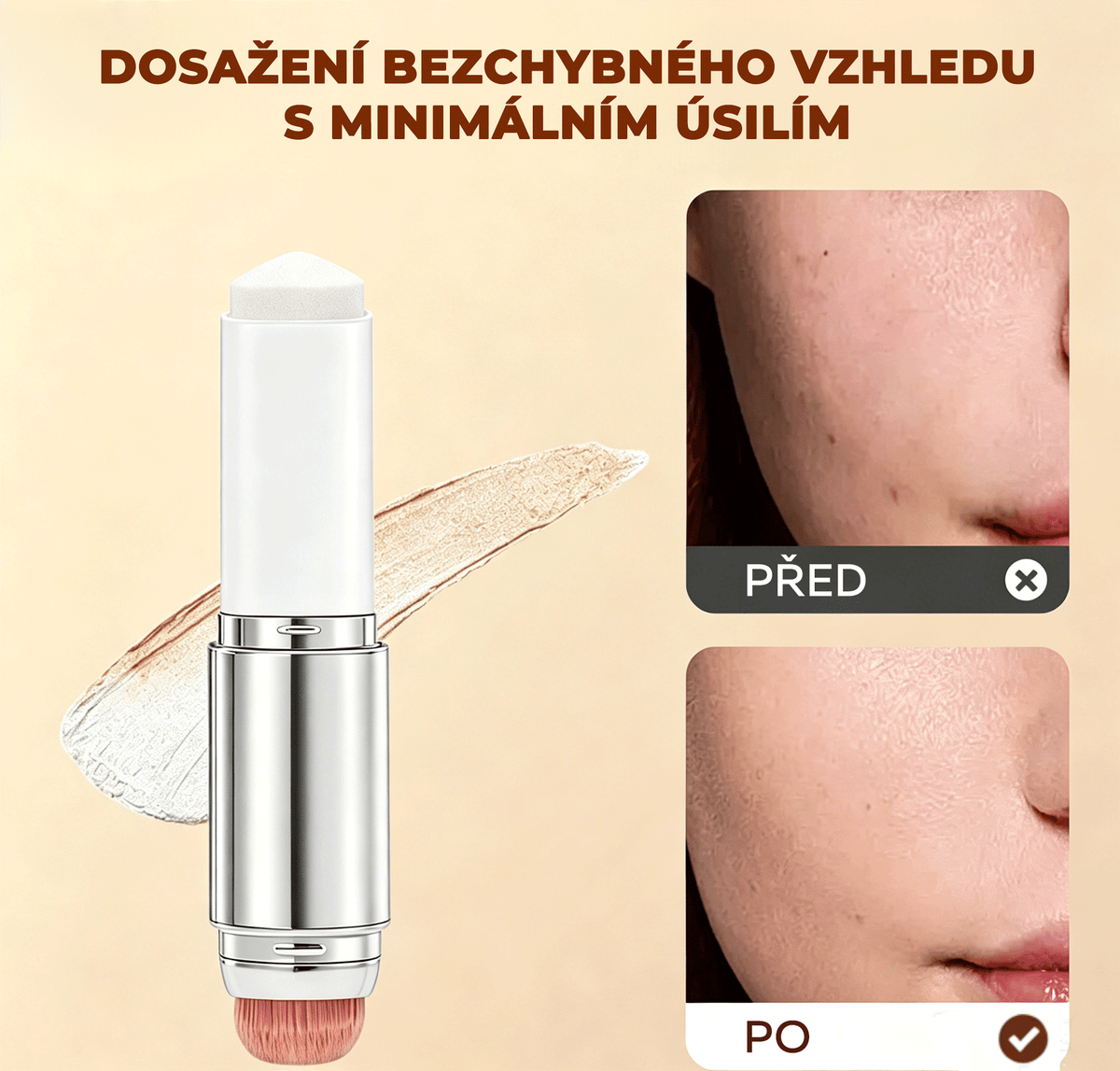 🌈🌈 [𝐎𝐅𝐈𝐂𝐈Á𝐋𝐍Í 𝐏𝐑𝐎𝐃𝐔𝐊𝐓] Vitalisys® Krycí Make-up Stick / Odnímatelný Štětec – Korejský barevně přizpůsobivý make-up stick s kolagenovými kapslemi