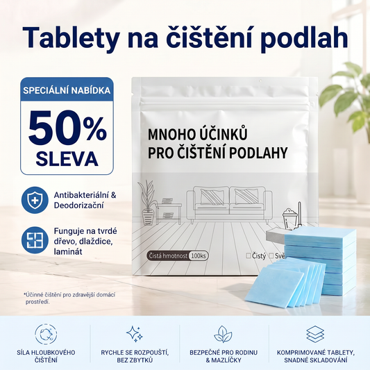 PKNEW® Čisticí tablety na podlahy – Univerzální čistič pro dřevěné, laminátové a dlaždicové povrchy i stěny obytných vozů, antibakteriální a deodorační péče 💎