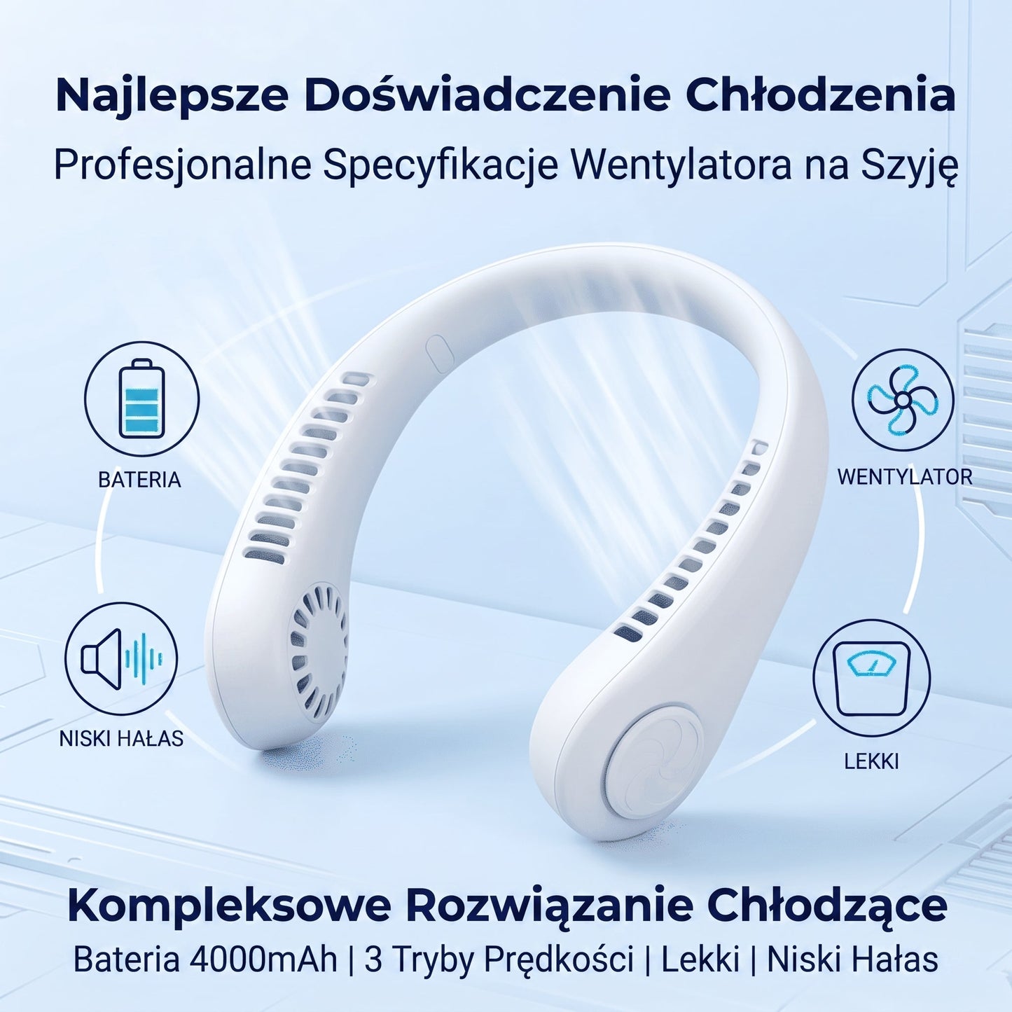 Přenosný ventilátor na krk PKNEW®, bezlopatkový osobní ventilátor, hands-free chlazení pro venkovní použití i do kanceláře 💕