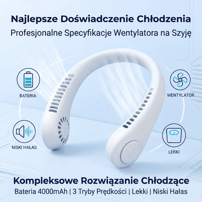 Přenosný ventilátor na krk PKNEW®, bezlopatkový osobní ventilátor, hands-free chlazení pro venkovní použití i do kanceláře 💕