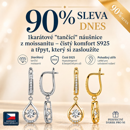 🥇🥇 DNES SLEVA 90 %✨: 1karátové „tančící“ náušnice z moissanitu – čistý komfort a třpyt stříbra S925, který si zasloužíte 💎