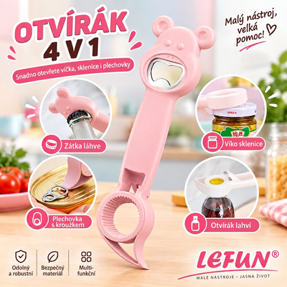 LEFUN® 4v1 otvírák 👑 – Otevřete každé víčko bez zbytečné námahy 💎