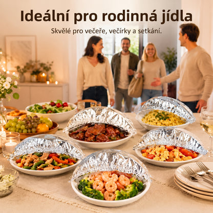 PKNEW® Skládací kryt na potraviny z hliníkové fólie | Udrží jídlo teplé, čerstvé a chráněné před ovocnými muškami 💖