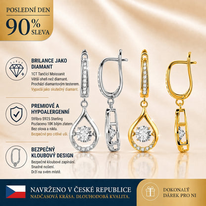 🥇🥇 DNES SLEVA 90 %✨: 1karátové „tančící“ náušnice z moissanitu – čistý komfort a třpyt stříbra S925, který si zasloužíte 💎