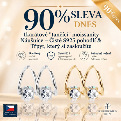 🌈 POSLEDNÍ DEN: SLEVA 90 % | 1karátové „tančící“ náušnice z moissanitu – pohodlí a třpyt, který si zasloužíte 💎