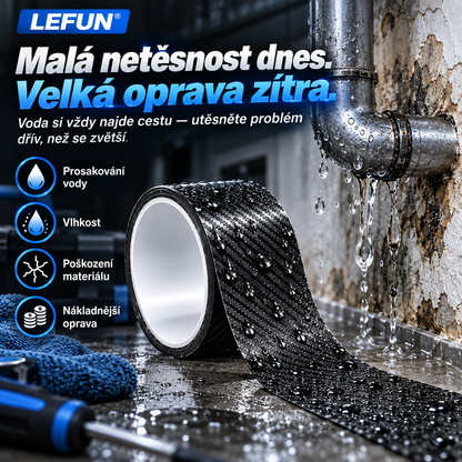 LEFUN® 💧 Extra silná vodotěsná páska – Karbonová ochranná vrstva + butylové těsnění proti zatékání a vlhkosti