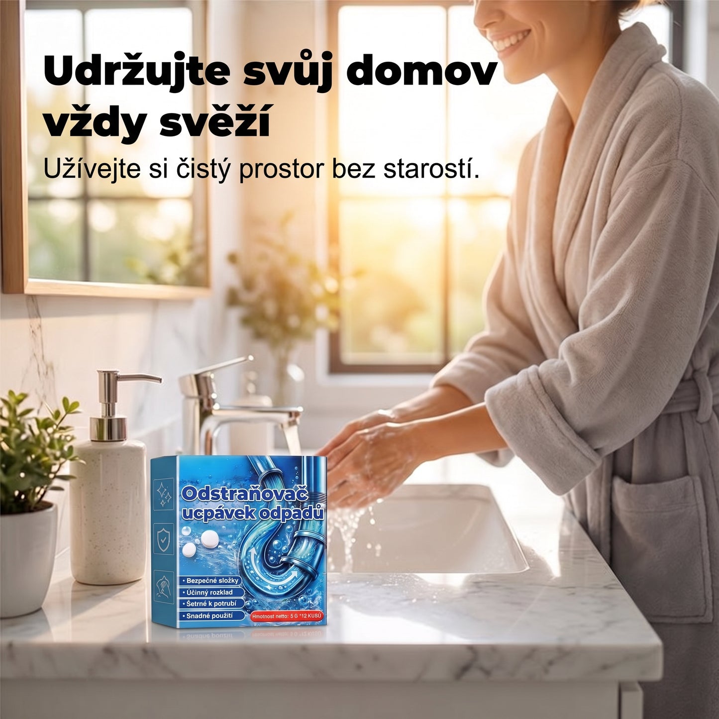 𝐏𝐊𝐍𝐄𝐖® Šumivé tablety na čištění a zprůchodnění odpadů 💧| Snadno odstraňují vlasy, mastnotu a zbytky mýdla 💎