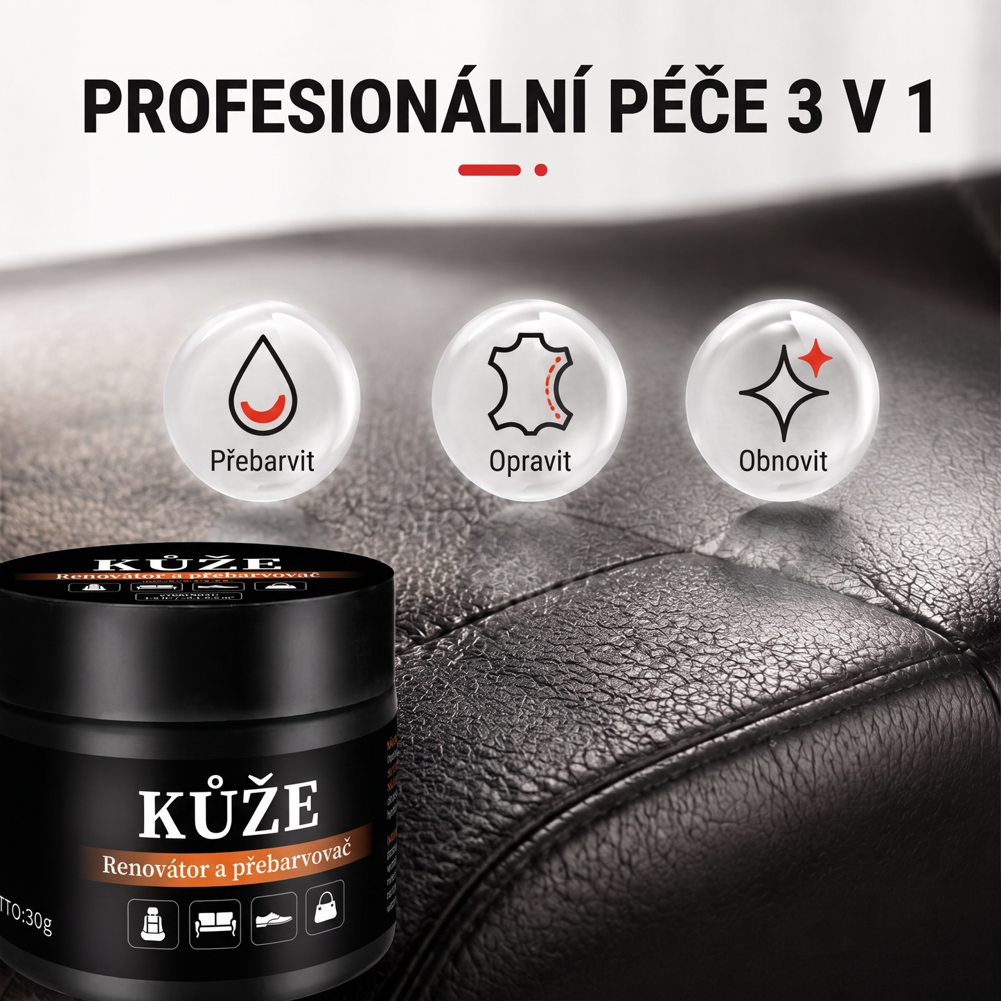 PKNEW® Intenzivní balzám na obnovu barvy kůže✨ – Oživuje vybledlý vzhled, sjednocuje barvu a pomáhá zakrýt oděrky na botách, sedačkách, kabelkách i autosedačkách 💕