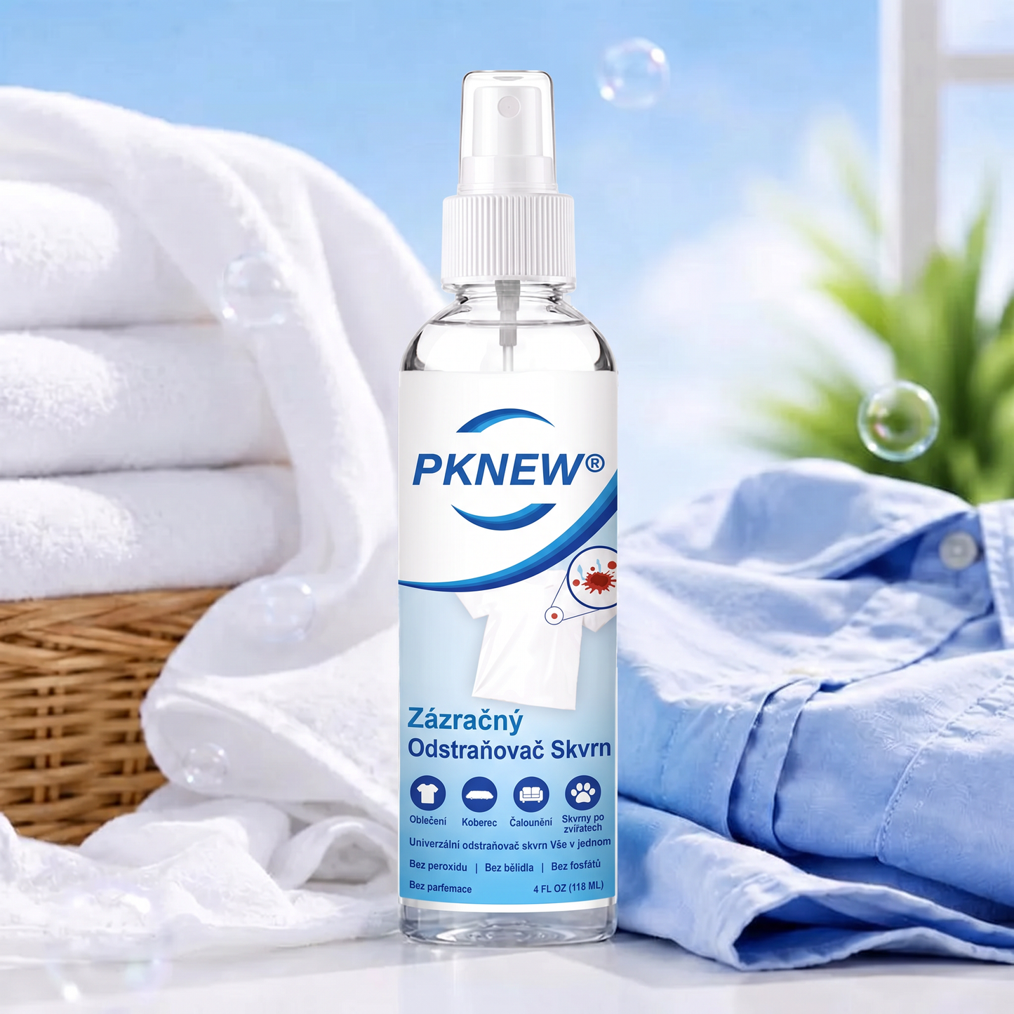 PKNEW® Ekologický víceúčelový odstraňovač skvrn v spreji 💧 – Rychle působící hloubkový čistič bez dráždivých chemikálií 💖