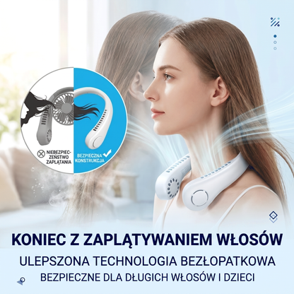 Přenosný ventilátor na krk PKNEW®, bezlopatkový osobní ventilátor, hands-free chlazení pro venkovní použití i do kanceláře 💕