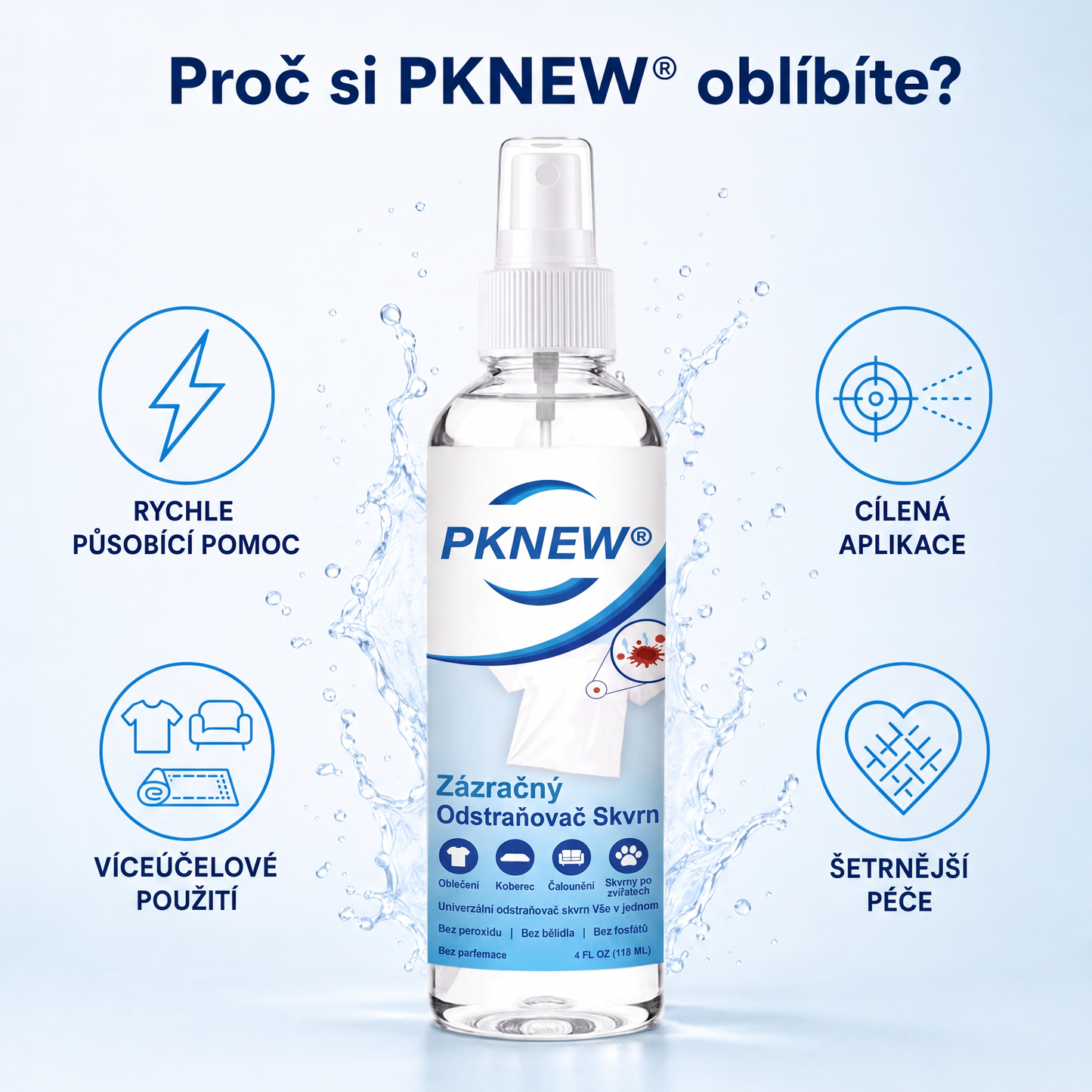 PKNEW® Ekologický víceúčelový odstraňovač skvrn v spreji 💧 – Rychle působící hloubkový čistič bez dráždivých chemikálií 💖