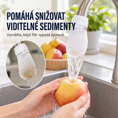 PKNEW® Filtrační sáčky na vodovodní baterii – 50ks jednorázové bavlněné filtry na pitnou vodu pro čistší vodu, omezení stříkající vody a ochranu před usazeninami 🚰