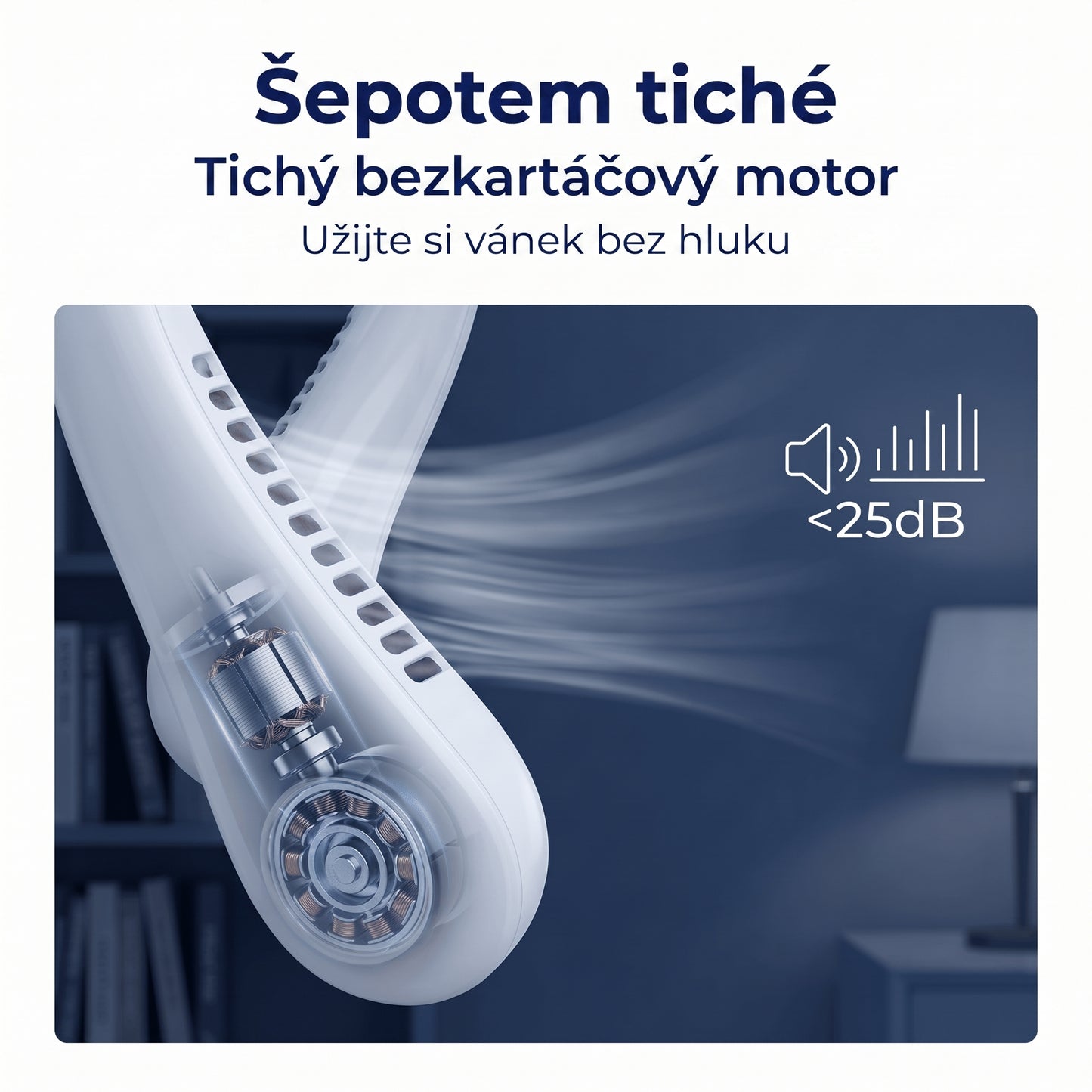 Přenosný ventilátor na krk PKNEW®, bezlopatkový osobní ventilátor, hands-free chlazení pro venkovní použití i do kanceláře 💎