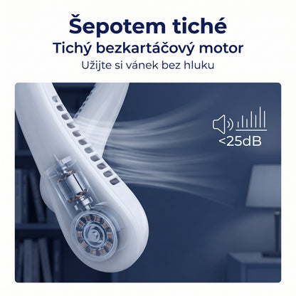 Přenosný ventilátor na krk PKNEW®, bezlopatkový osobní ventilátor, hands-free chlazení pro venkovní použití i do kanceláře 💎